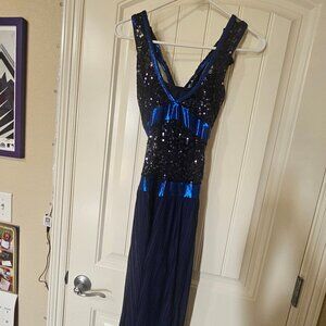 Black and blue dance costume